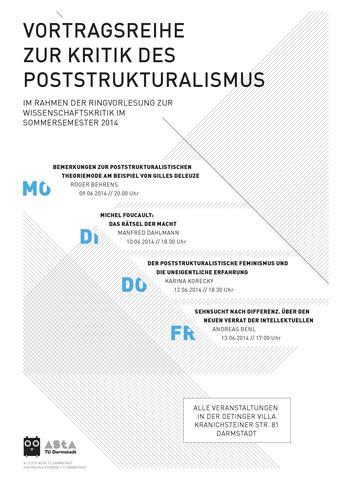 Vortragsreihe Kritik des Poststrukturalismus TU Darmstadt